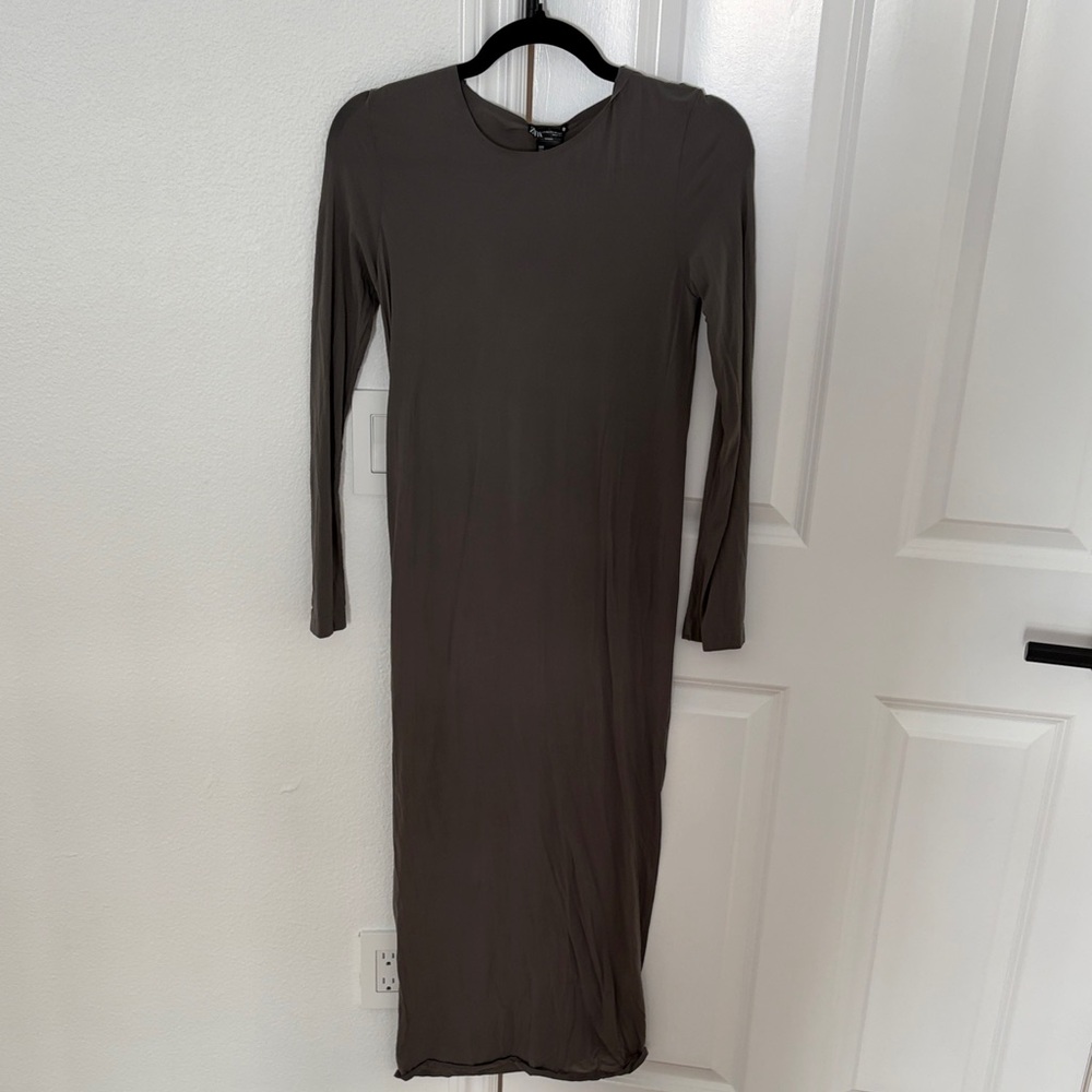 Zara Long Sleeve Taupe Dress
